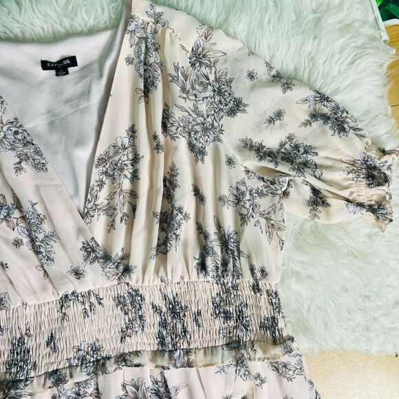 Express pink floral spring and summer party dress plus size - Picture 5 of 9